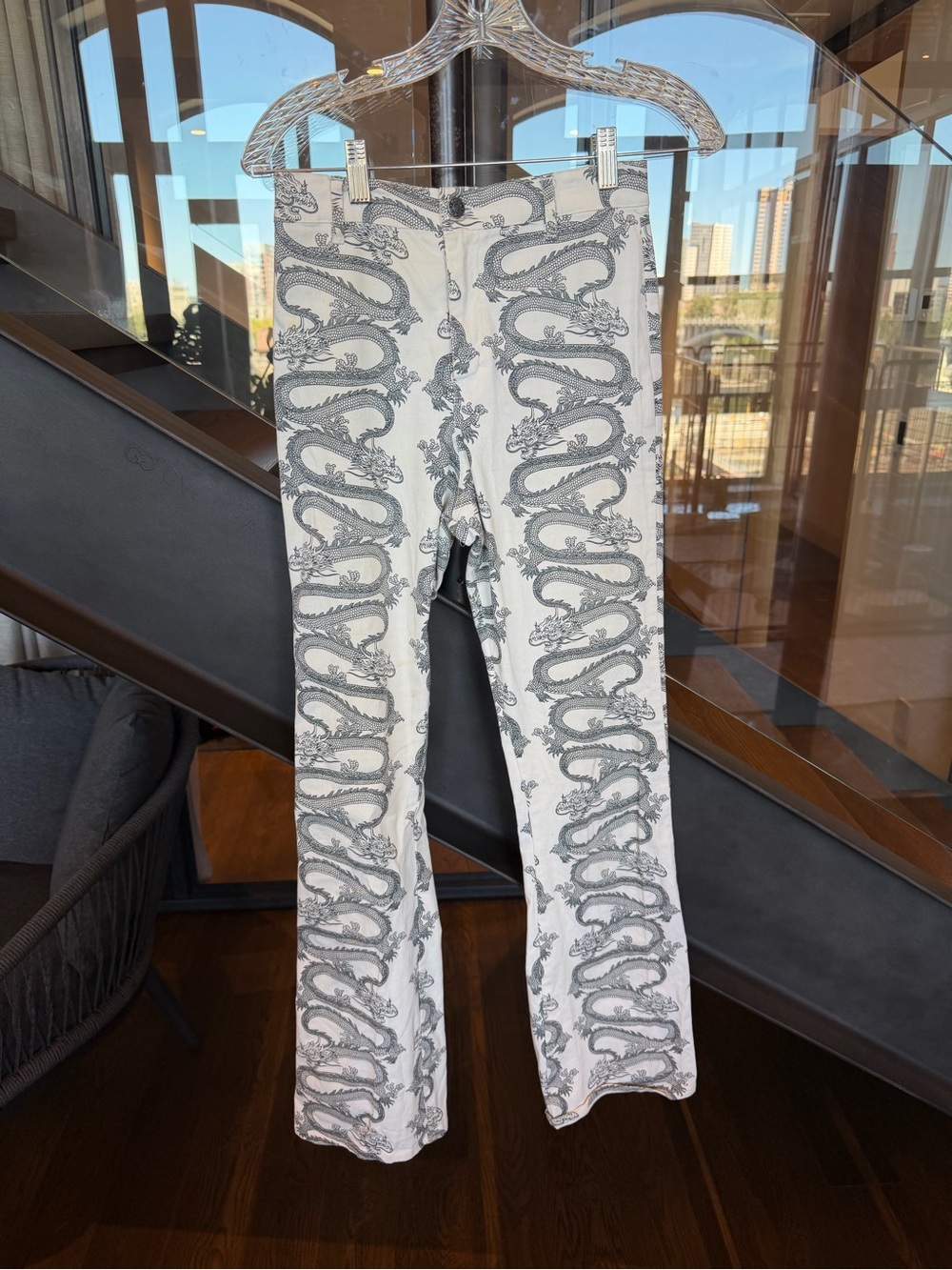 Motel Rocks White Bootcut Dragon Rockstar Pant